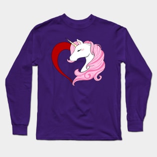 Pink Heart Unicorn Long Sleeve T-Shirt